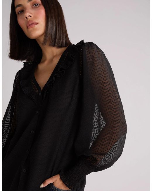 Ro&zo Black Dobby Trim Insert Blouse