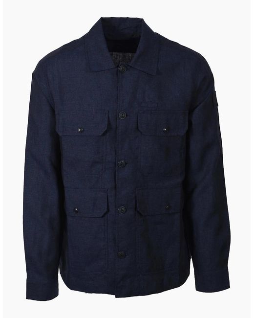 Belstaff Blue Forge Linen Jacket Dark Ink for men