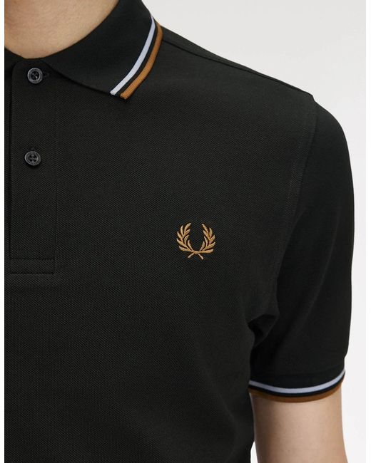 Fred Perry Black Twin Tipped Signature Polo Shirt for men