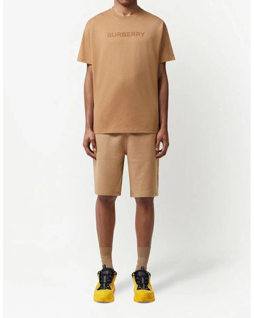 Burberry Natural Harriston Logo Print T-Shirt Camel for men