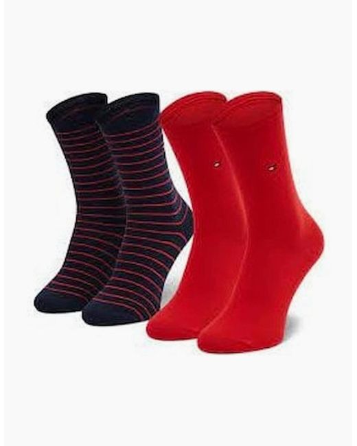 Tommy Hilfiger Red 2-Pack Small Stripe Socks