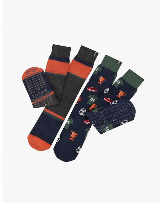 Totes Blue Toasties 3324 Original Slipper Socks Slipper Socks Football Stripe for men