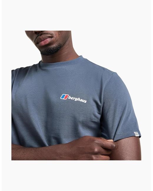 Berghaus Blue Pinnacle Point T Shirt Mountain Fade Back Graphic Cotton T-Shirt for men