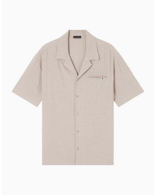 Emporio Armani White Seersucker Textured Shirt Set for men