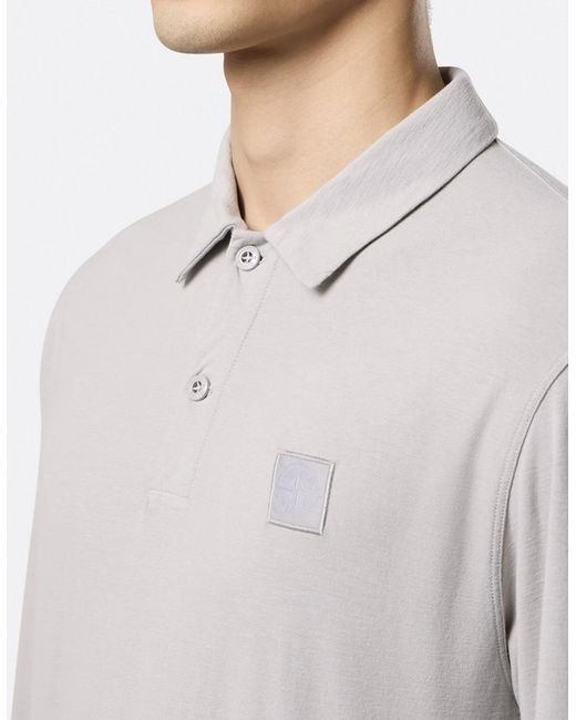 Stone Island Gray S0F11 Patch Logo Ls Polo for men