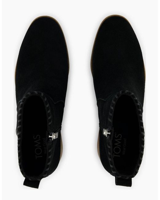 TOMS Black Delilah Heeled Suede Heeled Ankle Boots