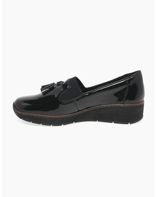 Rieker Black Gleam Tassel Loafers