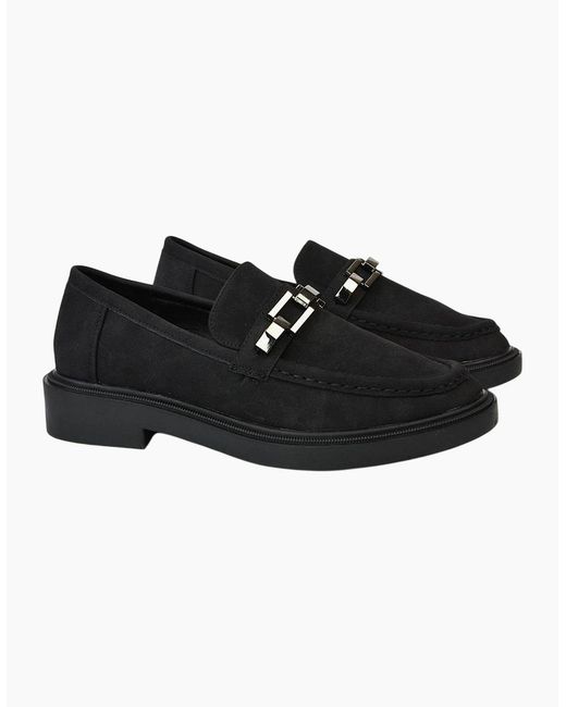 XY London Black Ladies Dakoa Chain Detail Loafers
