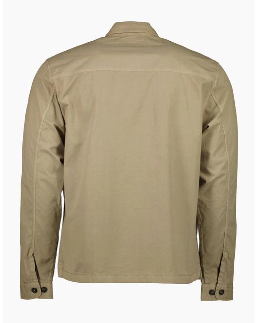 C P Company Green Gabardine Half Zip Lens Overshirt for men