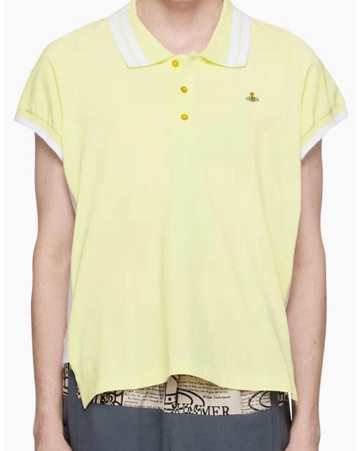 Vivienne Westwood Yellow Lime & Striped Polo Shirt for men
