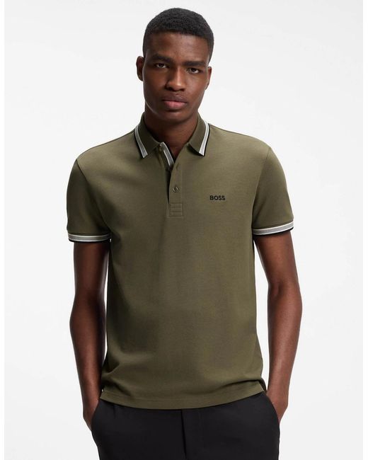 Boss Green Boss Paddy Cotton-Piqué Polo Shirt With Contrast Logo for men