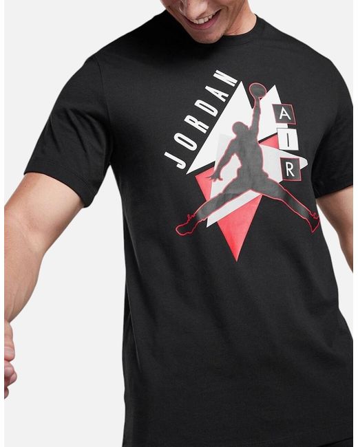 Nike Black Fd7301 Air Jordan Graphic Crew Neck T Shirts Athletic Cotton Retro Tee for men