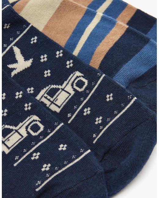 Joules Blue Kingsbury 2-Pack Socks Car for men