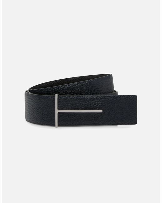Tom Ford Black 38Mm Slim T Reversible Leather Belt for men