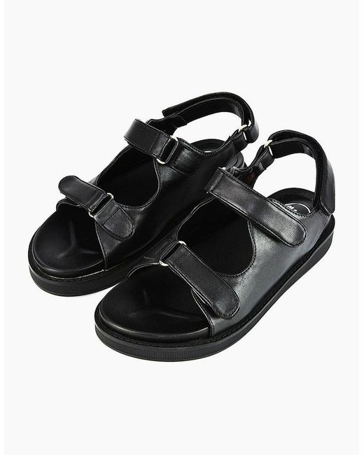 XY London Black Ladies Asher Double Strap Platform Heel Sandals