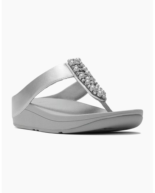 Fitflop White Fino Toe-Post Polyurethane Sandals