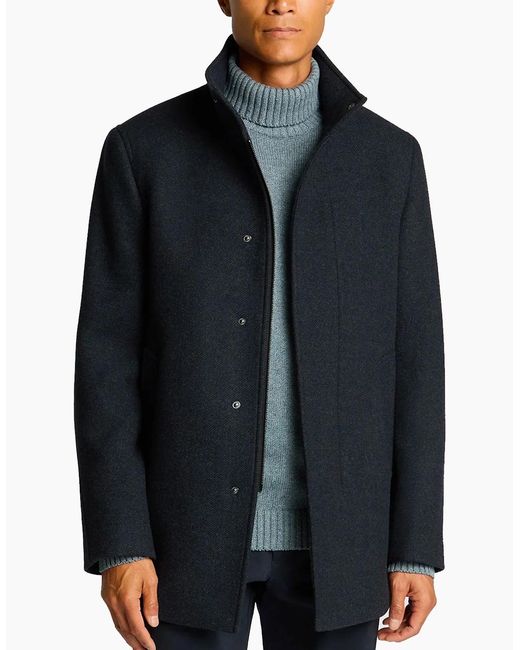Remus Uomo Blue Jacob Regular Fit Wool Blend Coat for men
