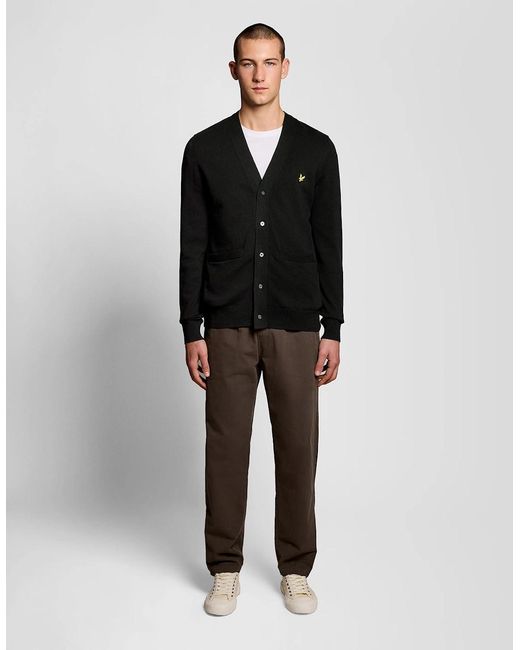 Lyle & Scott Black Cotton V-Neck Cardigan for men