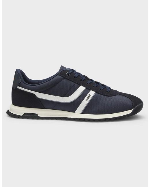 Boss Blue Boss Zayn Low-Top Trainers With Faux-Leather Trims for men