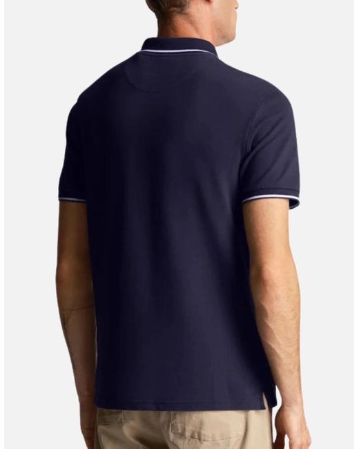 Lyle & Scott Blue Lyle & Scott Co-Ordinate Print Logo Short Sleeved Polo Shirts for men