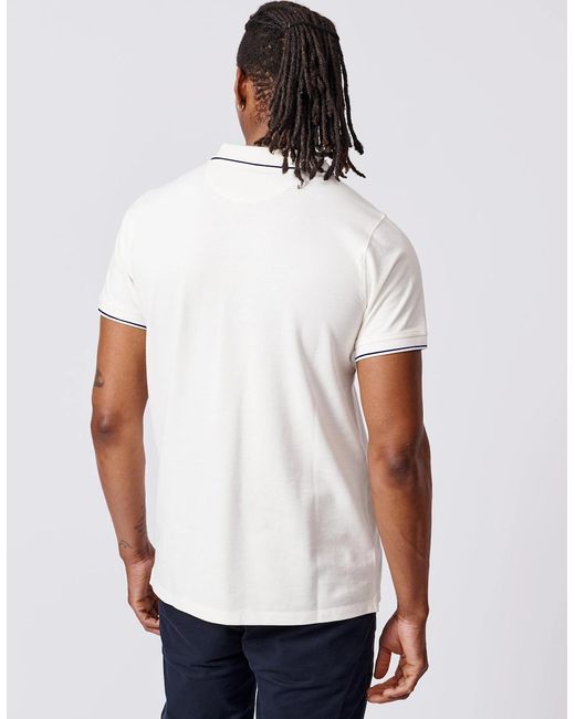 aubi White Percy Tipped Polo for men