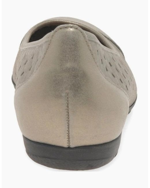 Gabor Gray Ruffle Punched Detail Casual Shoes