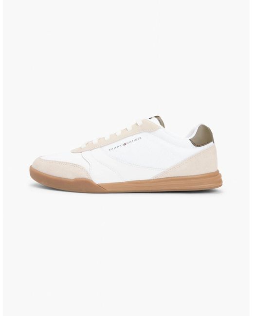 Tommy Hilfiger White Lopro Leather Mix Trainers for men