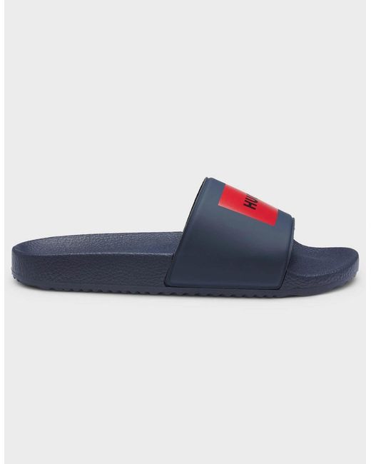 Boss Blue Hugo Timein Slides With Logo Strap for men