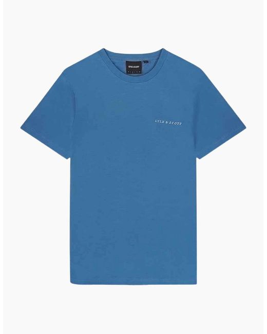 Lyle & Scott Blue Lyle & Scott Embroidered Logo Riveria T Shirt for men