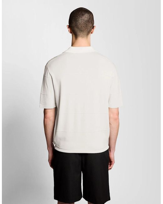 Lyle & Scott White Open Collar Fine Knitted Polo Shirt for men