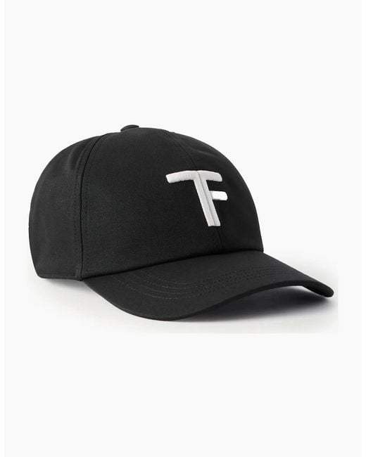 Tom Ford Black Canvas + Smooth Leather Cap for men