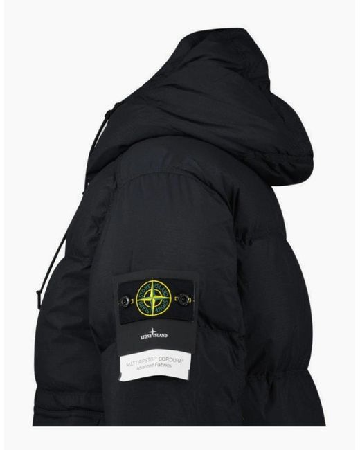 Stone Island Black Down Matte Ripstop Cordura Advanced Fabric Parka for men