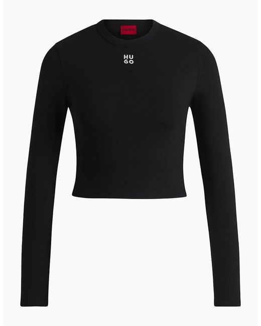 Boss Blue Cropped Crew Neck Slim Fit T-Shirt