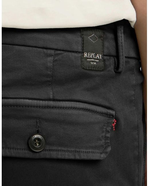 Replay Black Hyperflex Jaan Cargo Pant for men