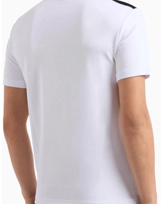 EA7 White Series Taped Shoulder T-Shirt for men