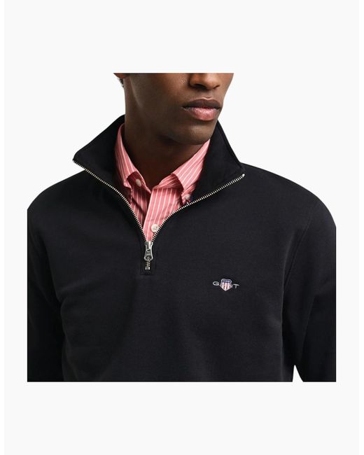 Gant Natural Sweatshirt Embroidered Shield Half Zip Pullover Winter Jumper for men