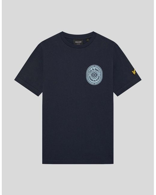 Lyle & Scott Blue Graphic Badge Cotton T-Shirt for men