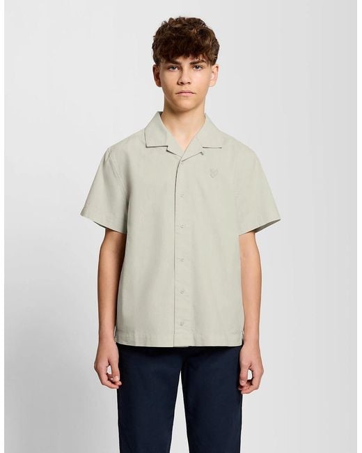 Lyle & Scott White Short Sleeve Linen Blend Shirt for men