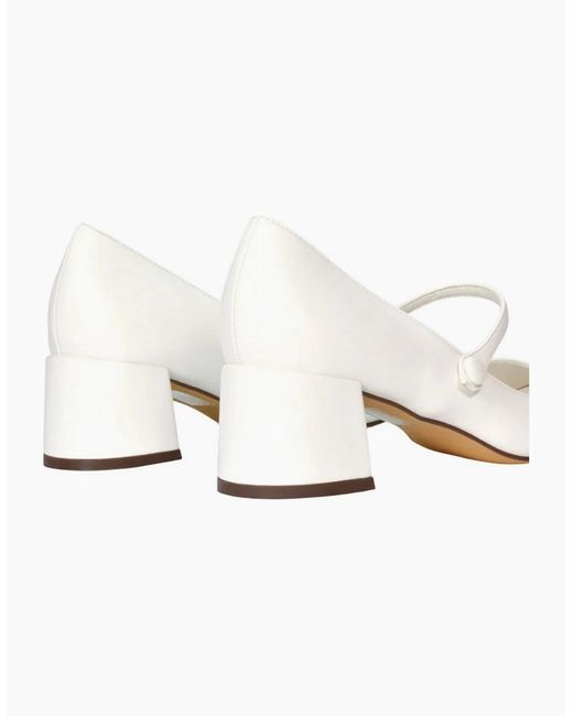 XY London White Ladies Leneka Front Strap Low Block Heel Court Shoes