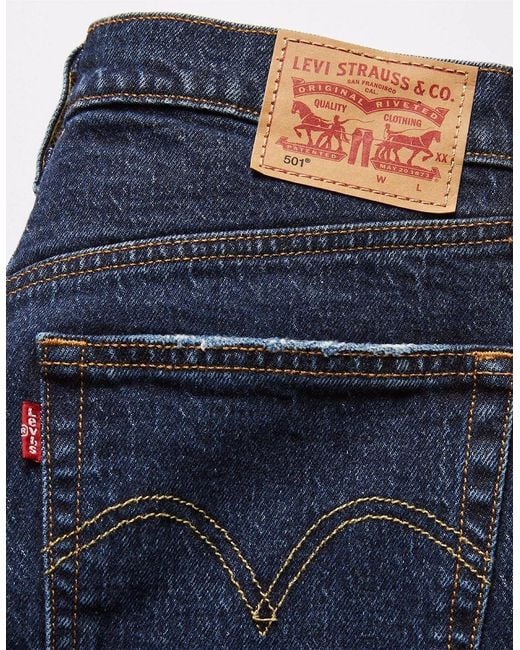 Levi's Blue 501 Five Pocket Straight Leg Jeans