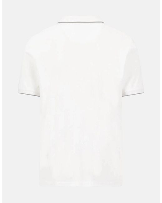 Fynch-Hatton White Contrast Tipped 2-Ply Cotton Polo Shirt for men