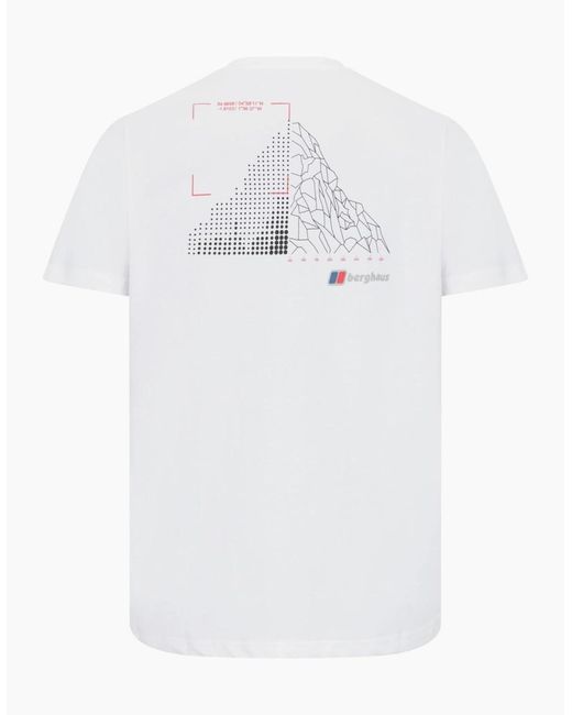 Berghaus White T Shirts Mountain Coordinates Crew Neck Short Sleeve Cotton Tee for men