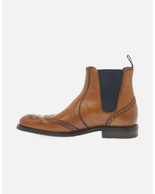 Loake White Hoskins Brogue Chelsea Boots for men