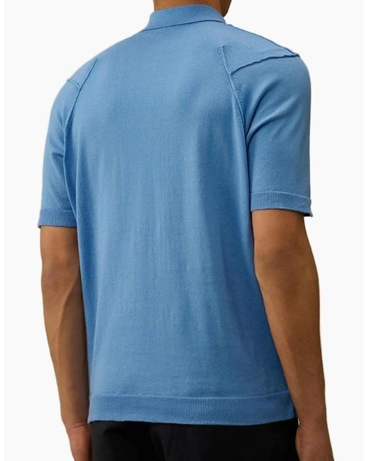 C P Company Blue Sea Island Knitted Pocket Polo for men