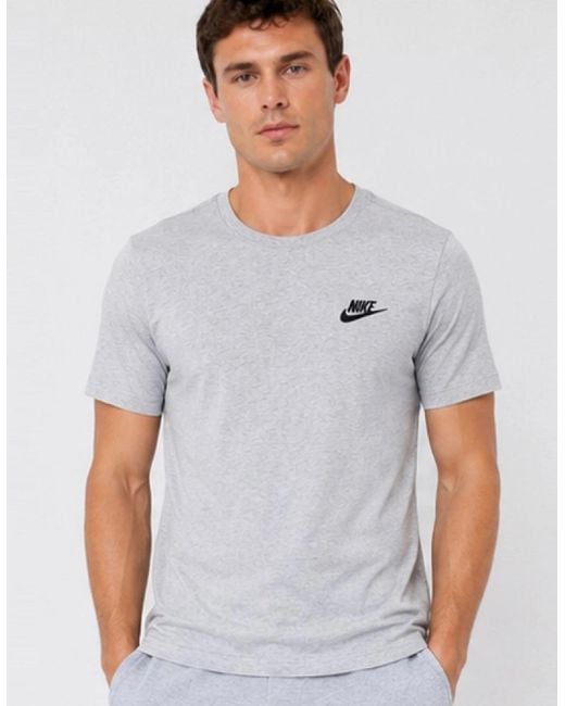 Nike Gray Embroidered Logo Swoosh T Shirt for men