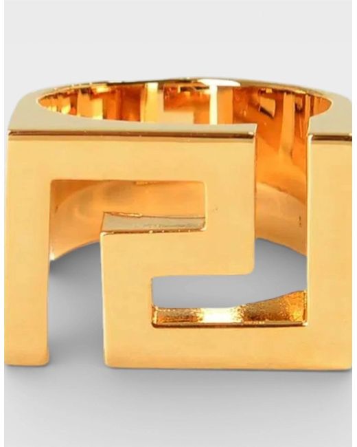 Versace Metallic Statement Band Ring Metal Tone