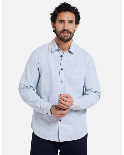 Mountain Warehouse Blue Coconut Textured Long-Sleeved Shirt for men