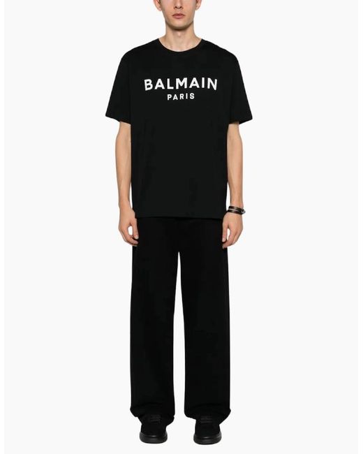 Balmain Black Paris Bold Brand Logo T-Shirt for men