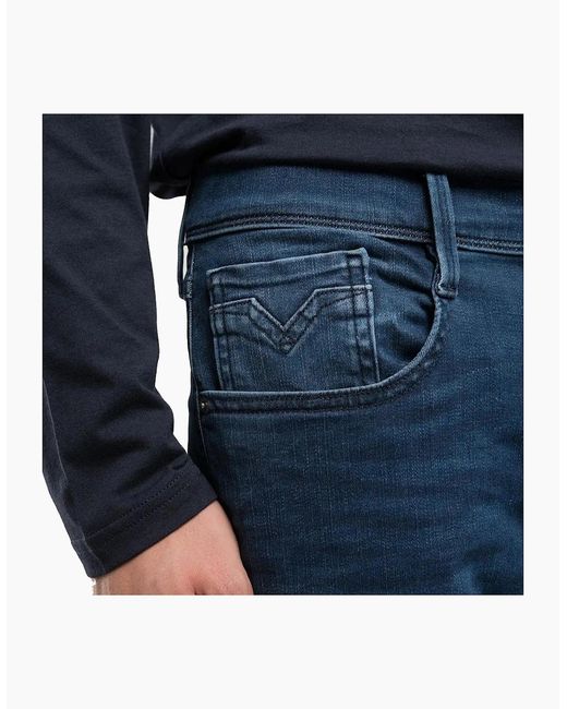 Replay Blue Hyperflex Anbass Slim Tapered Jeans for men