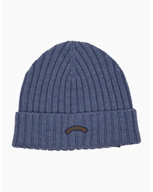 Paul & Shark Blue Paul And Shark Beanie for men